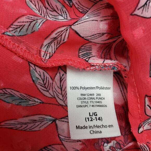 Time and Tru Floral Open Front Top Pink Size Large - Picture 9 of 9